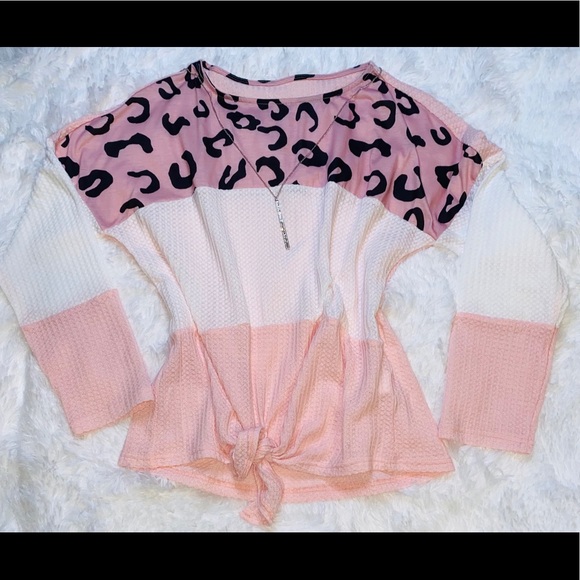 Pink Color Block Leopard Top - Picture 4 of 4